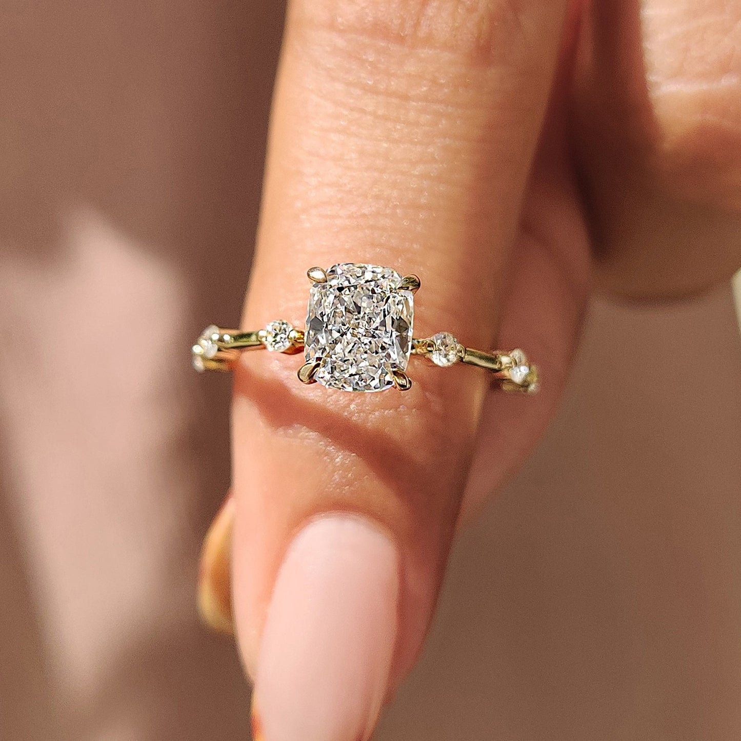 Cushion Cut Seven Stone Diamond Ring