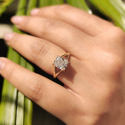 Yellow Gold Cushion Cut Diamond Ring