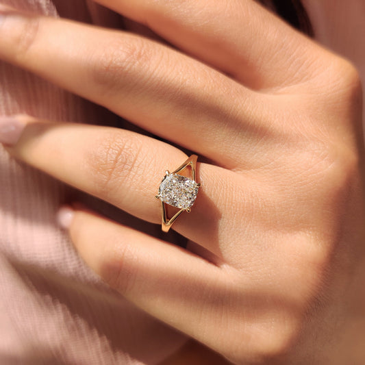 Yellow Gold Cushion Cut Diamond Ring