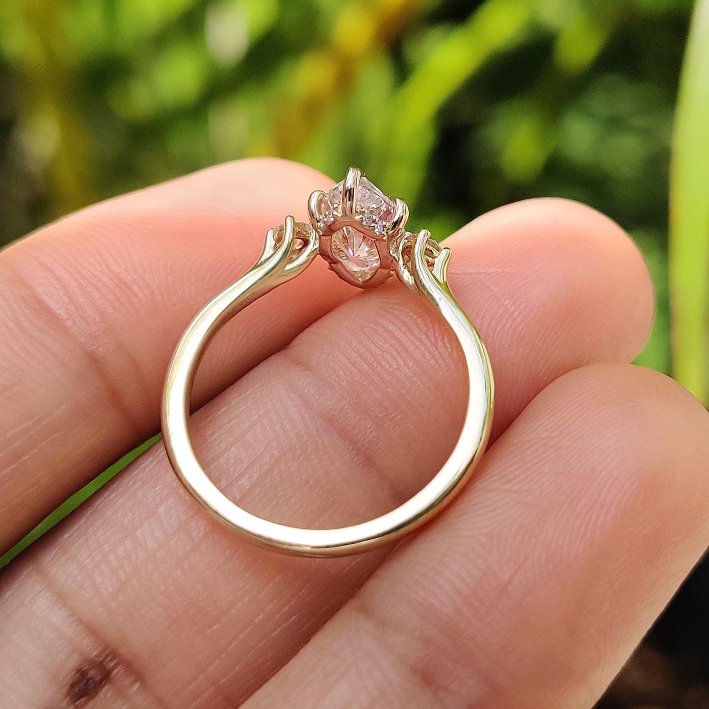 3 Stone Marquise Engagement Ring With Hidden Halo
