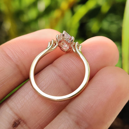 3 Stone Marquise Engagement Ring With Hidden Halo