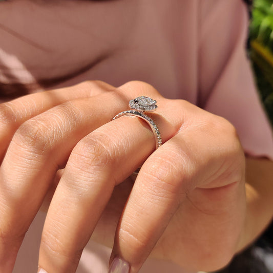 Pear Cut Halo Engagement Ring In White Gold