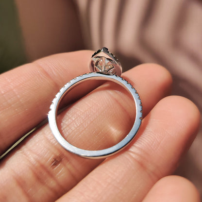Pear Cut Halo Engagement Ring In White Gold