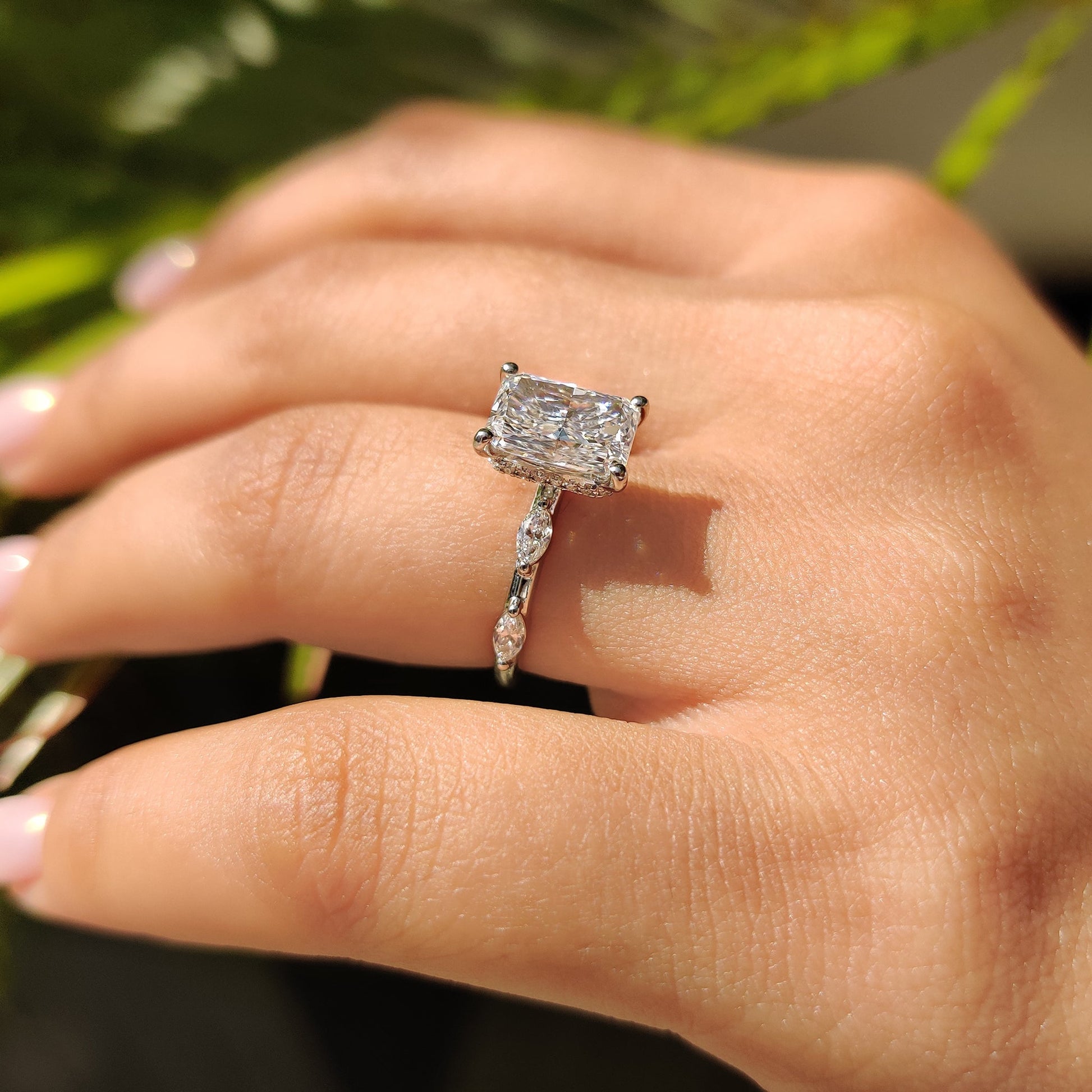 2 Carat Radiant Cut Hidden Halo Engagement Ring