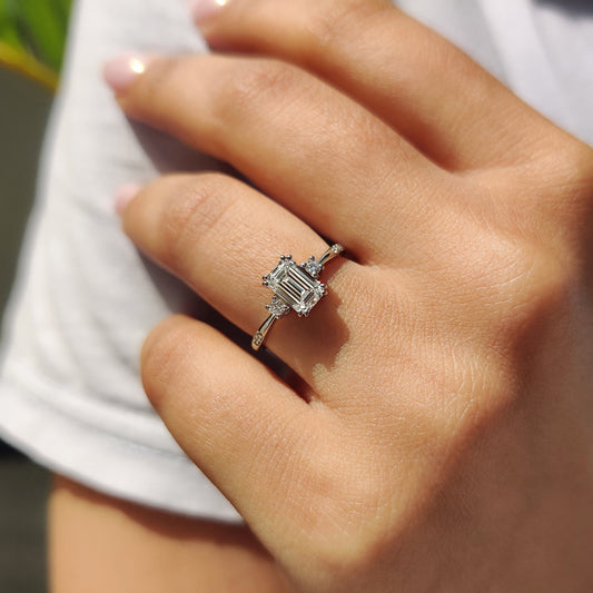 Emerald Cut Double Prong Engagement Ring