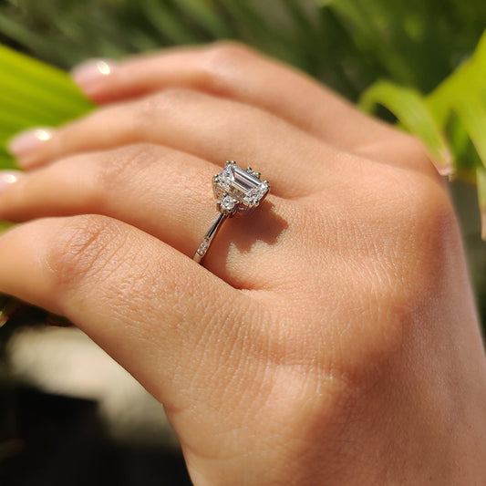 Emerald Cut Double Prong Engagement Ring