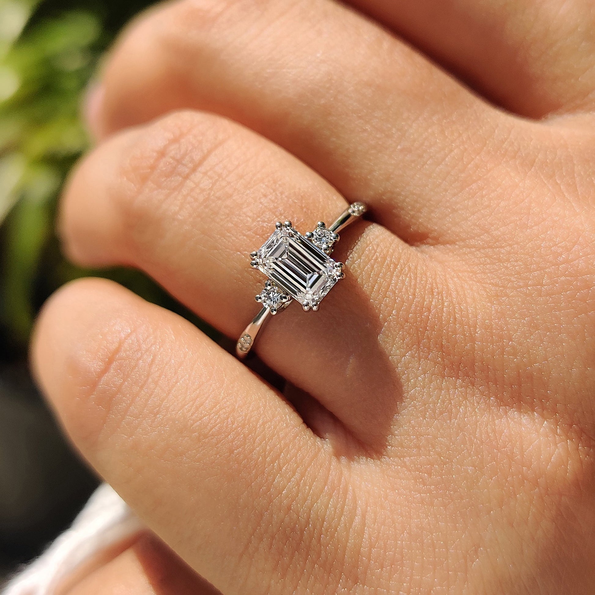 Emerald Cut Double Prong Engagement Ring