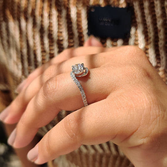 Oval Diamond Bypass Ring