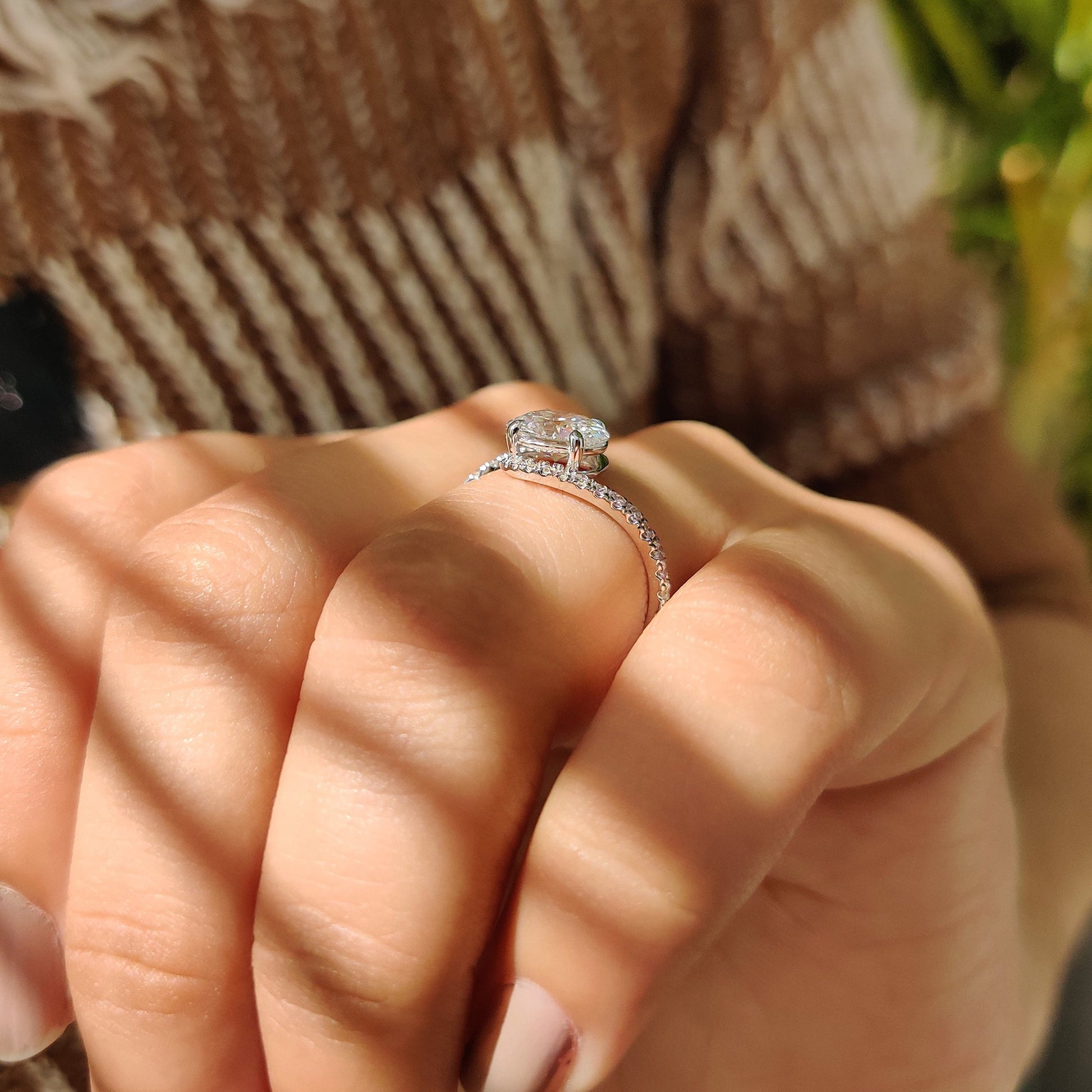 Oval Diamond Bypass Ring