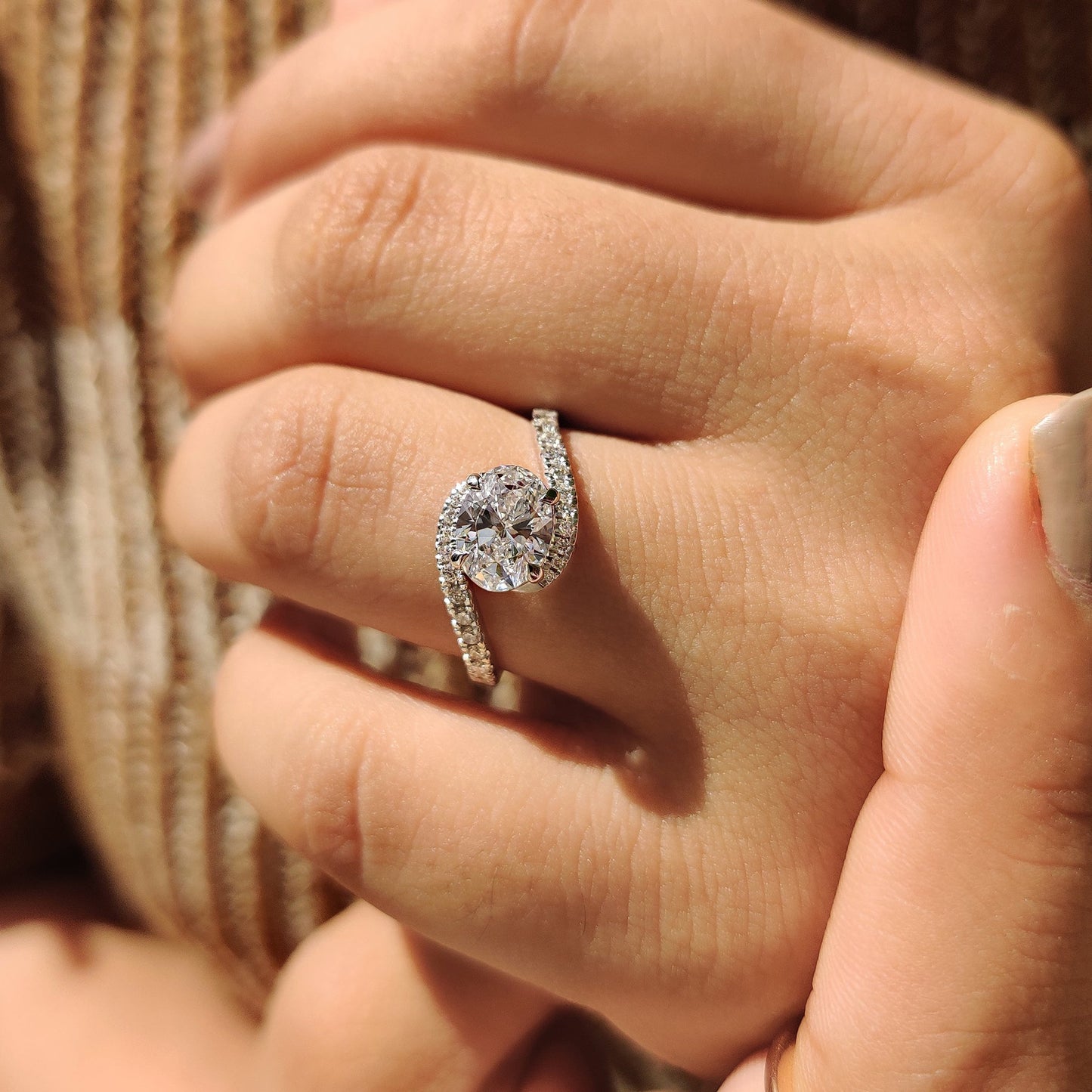 Oval Diamond Bypass Ring