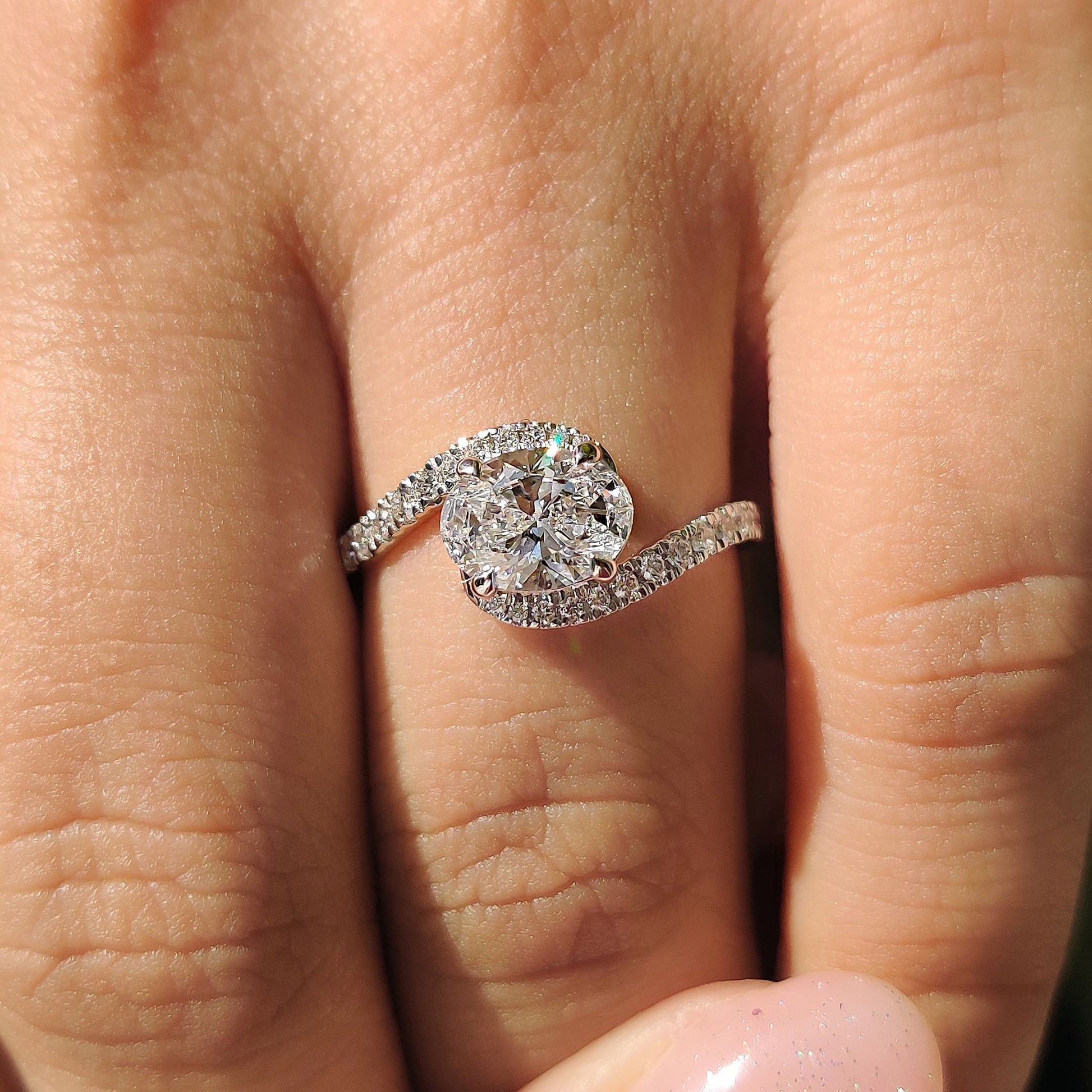 Oval Diamond Bypass Ring