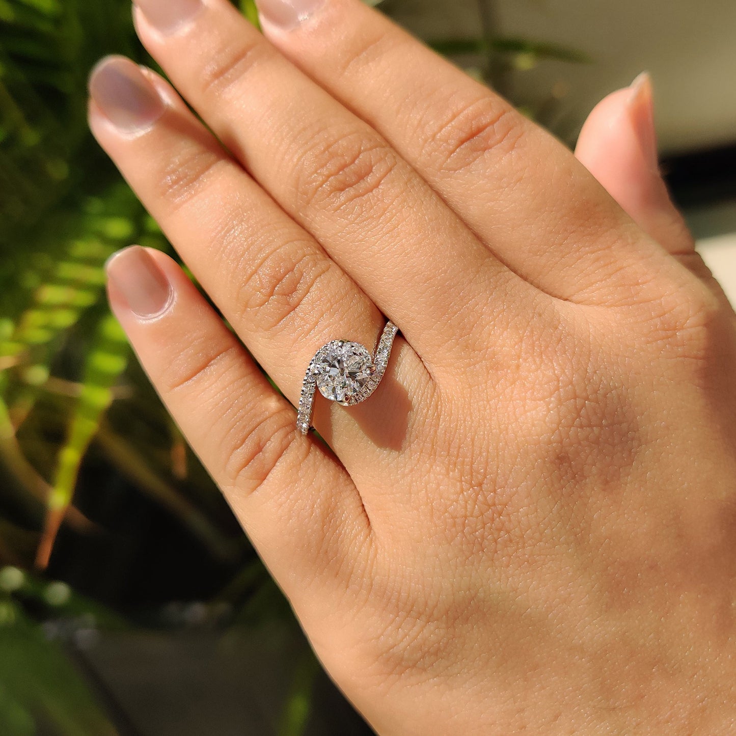 Oval Diamond Bypass Ring