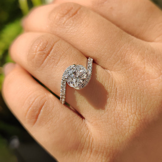 Oval Diamond Bypass Ring