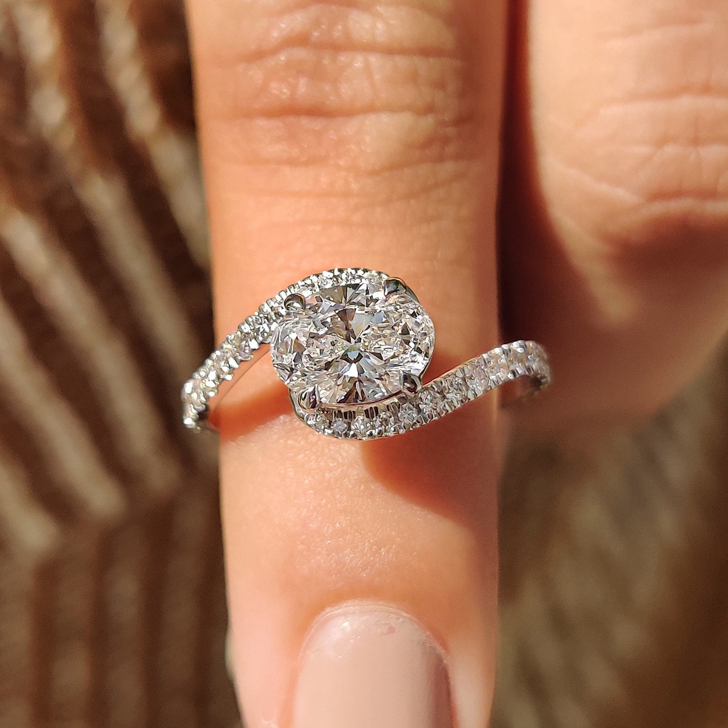 Oval Diamond Bypass Ring