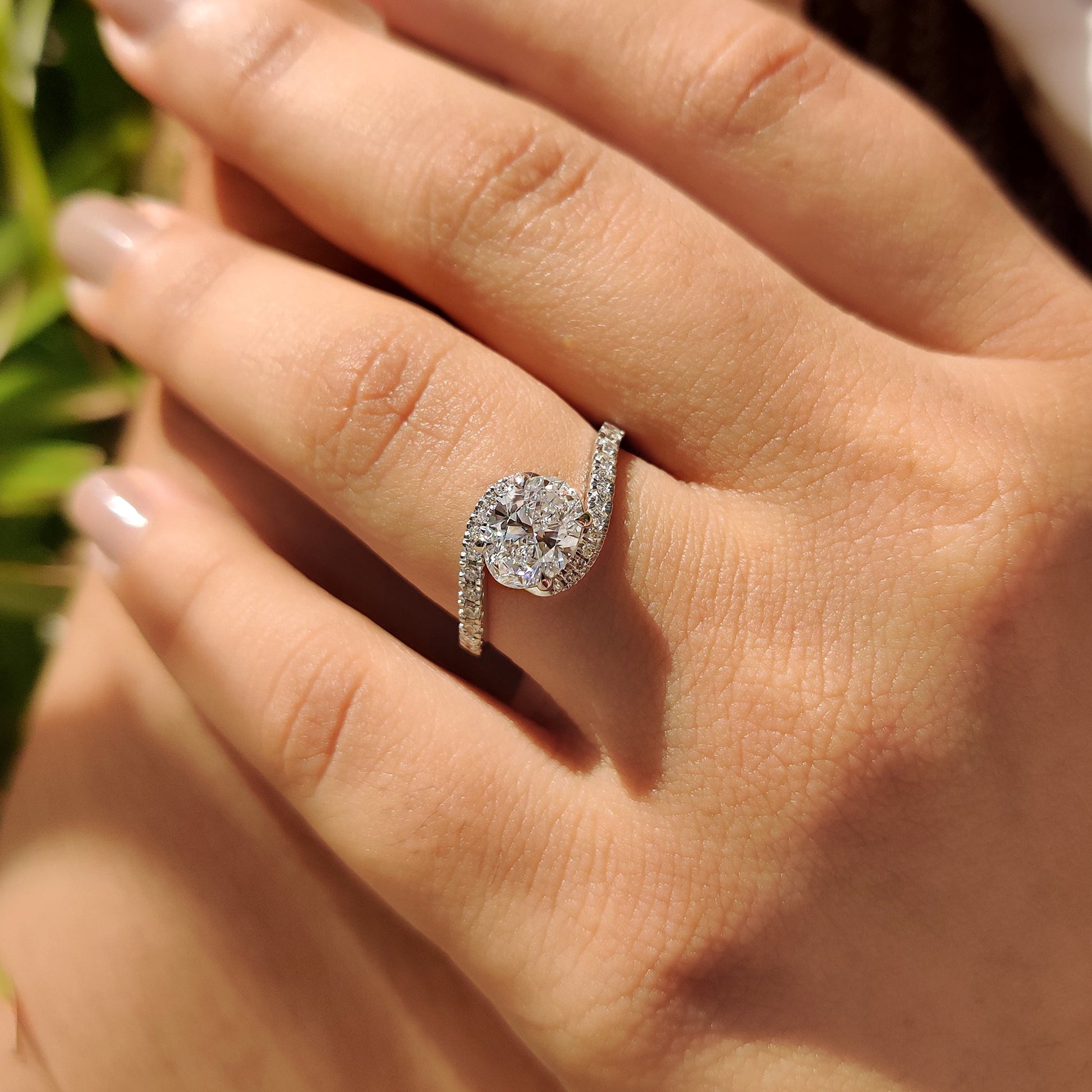 Oval Diamond Bypass Ring