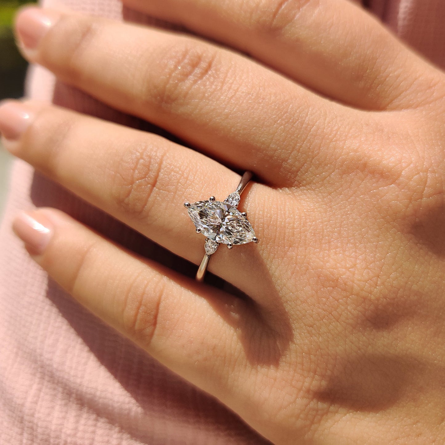 Marquise Engagement Ring With tapered shank Setting