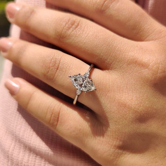 Marquise Engagement Ring With tapered shank Setting