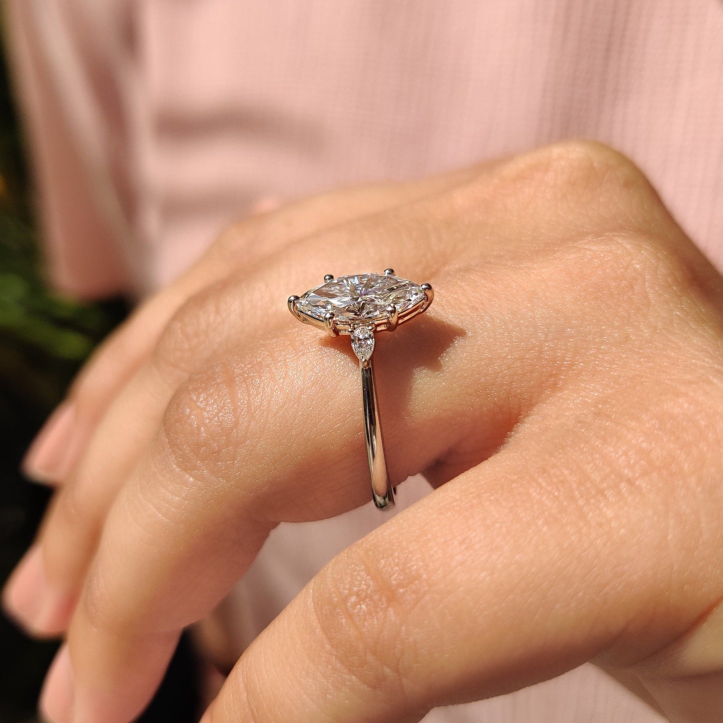 Marquise Engagement Ring With tapered shank Setting