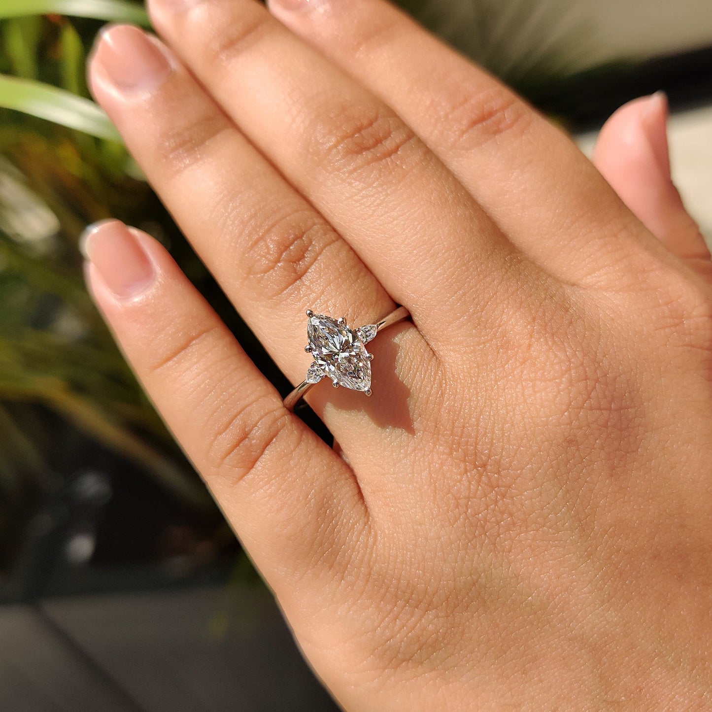 Marquise Engagement Ring With tapered shank Setting