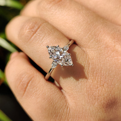 Marquise Engagement Ring With tapered shank Setting