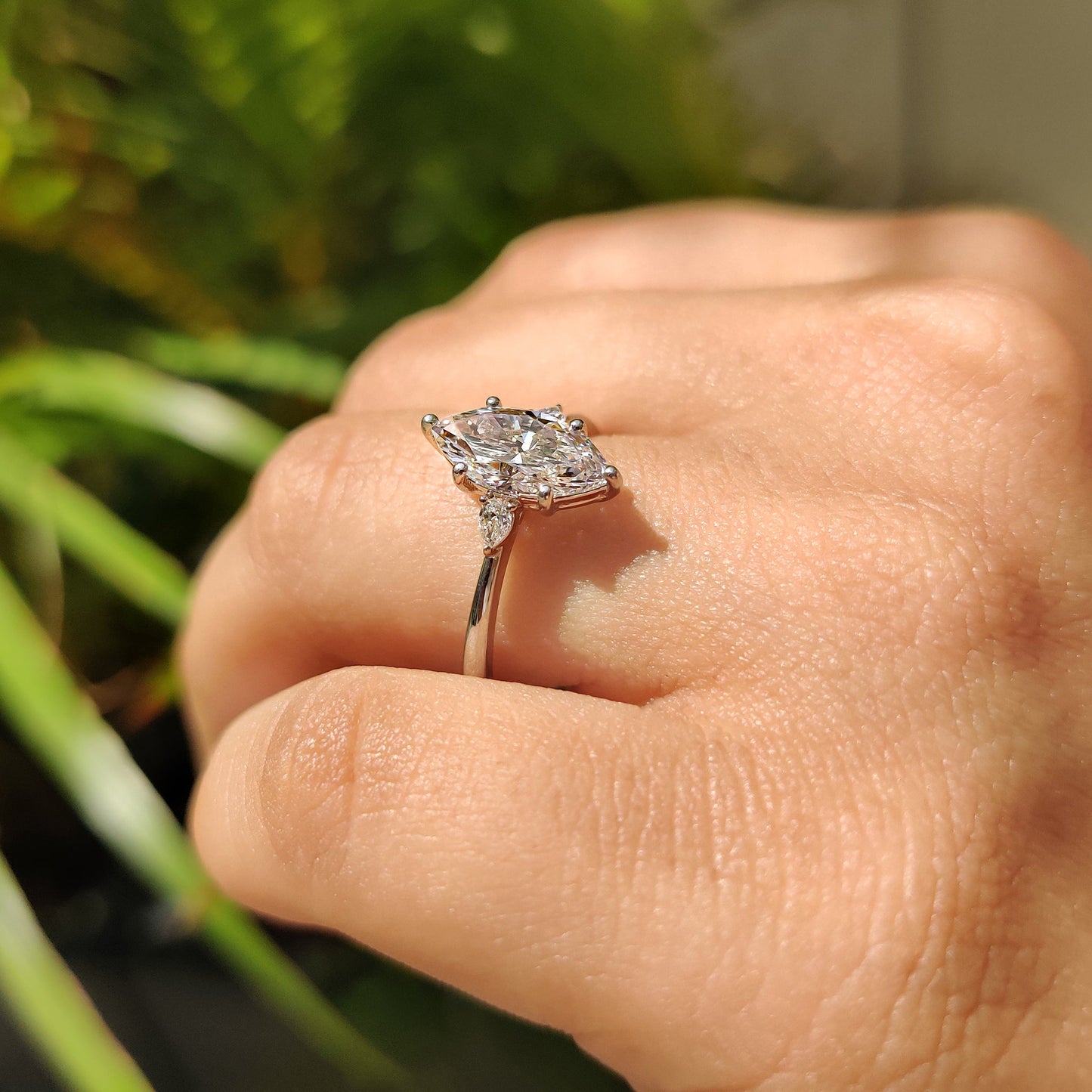 Marquise Engagement Ring With tapered shank Setting