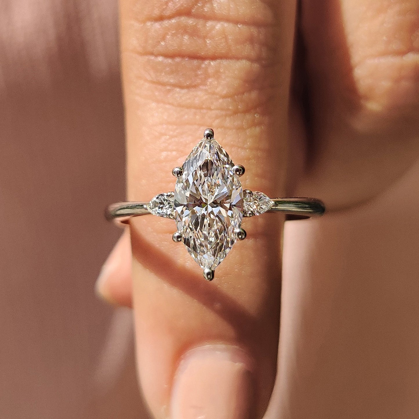 Marquise Engagement Ring With tapered shank Setting