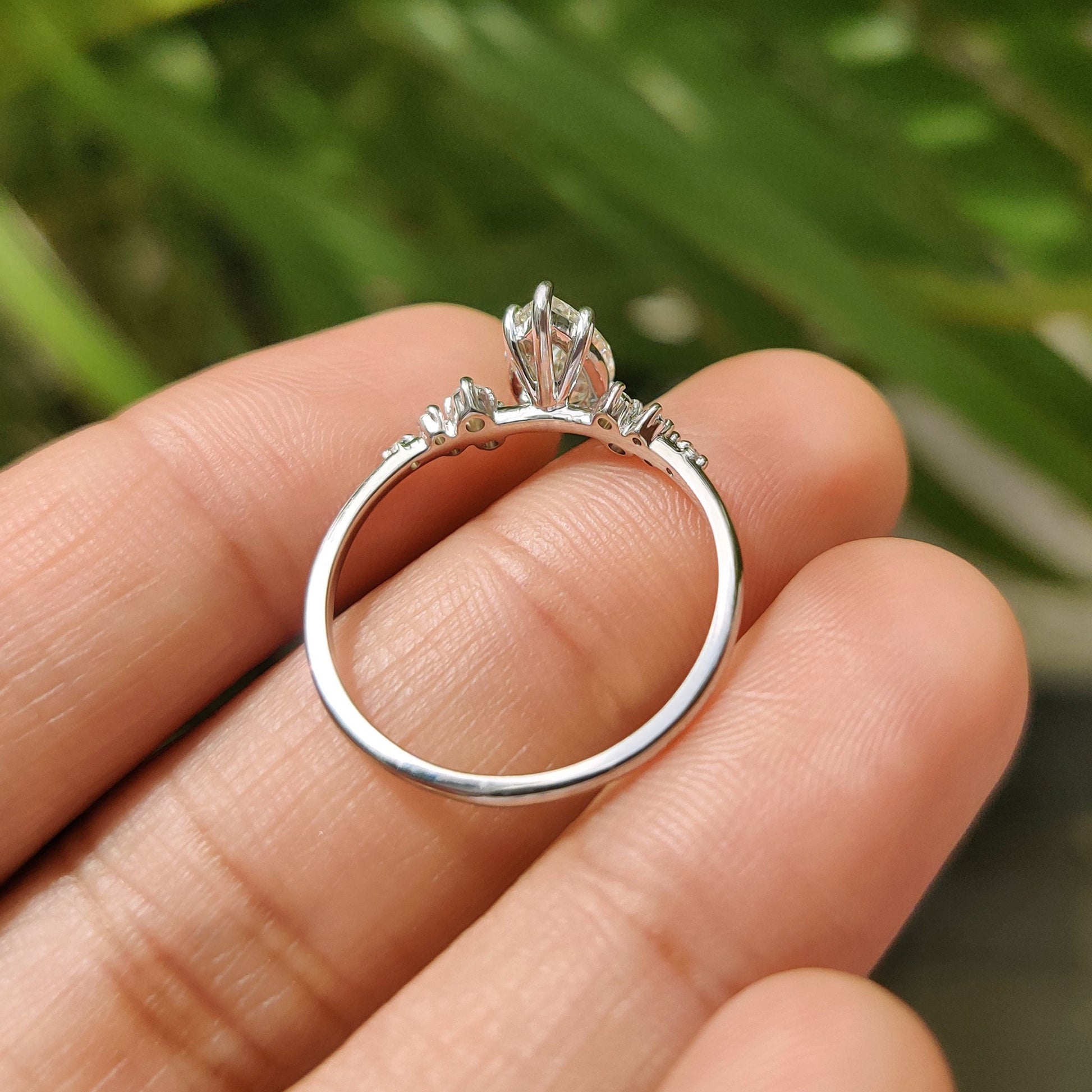 Pear Cluster Diamond Ring With Round Side Stone