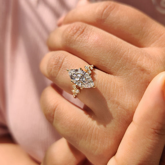 Marquise Cluster Ring With Blue Topaz Hidden Accent