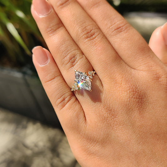 Marquise Cluster Ring With Blue Topaz Hidden Accent