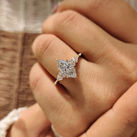 Marquise Cut Engagement Ring With Tapered Shank Band