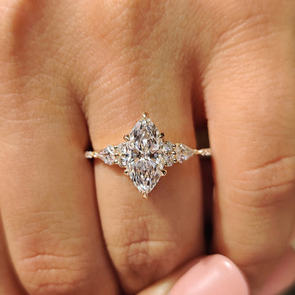 Marquise Cut Engagement Ring With Tapered Shank Band