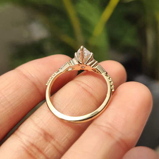 Marquise Cut Engagement Ring With Tapered Shank Band