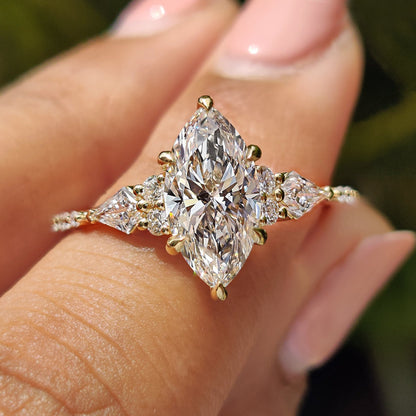 Marquise Cut Engagement Ring With Tapered Shank Band