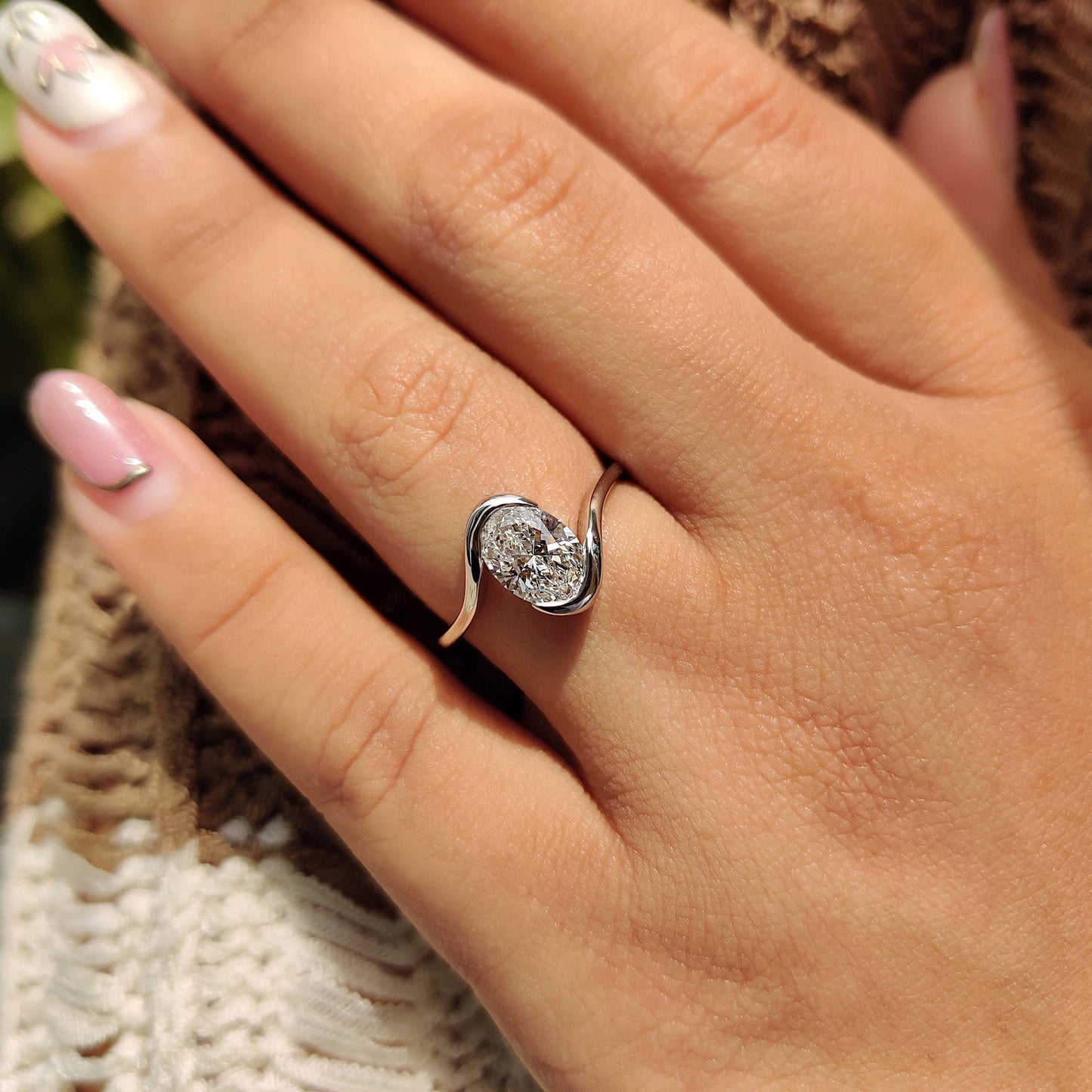 Oval Diamond Engagement Ring In Solitaire Style