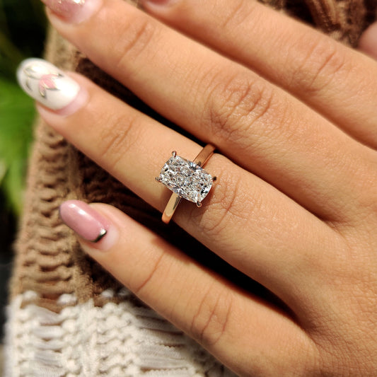 Elongated Cushion Cut Diamond Engagement Ring