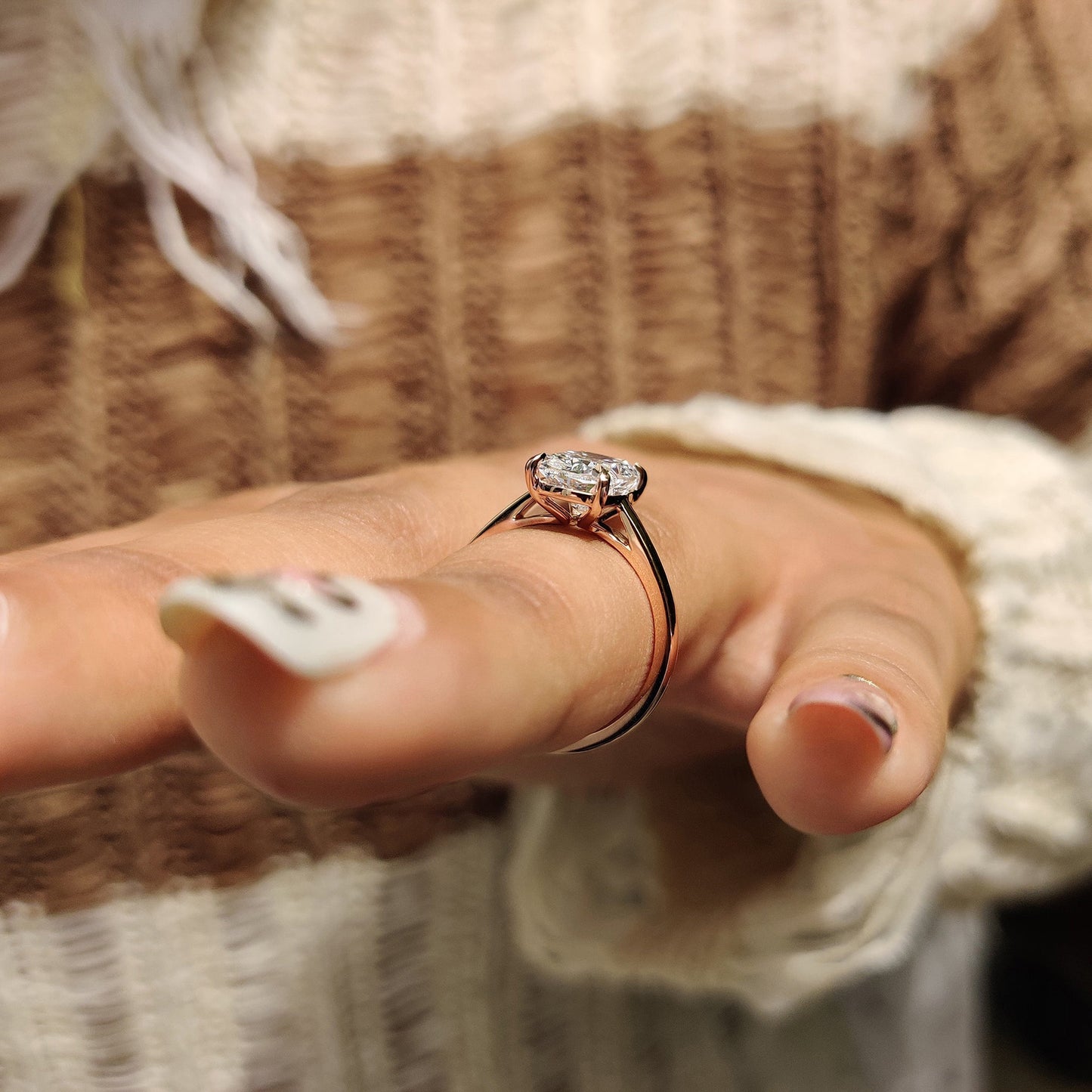 Elongated Cushion Cut Diamond Engagement Ring