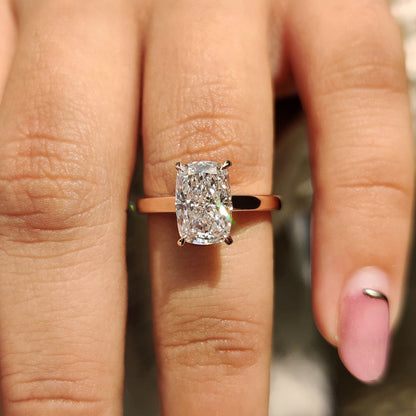 Elongated Cushion Cut Diamond Engagement Ring