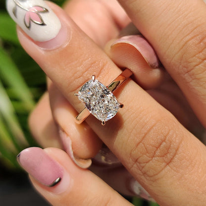 Elongated Cushion Cut Diamond Engagement Ring