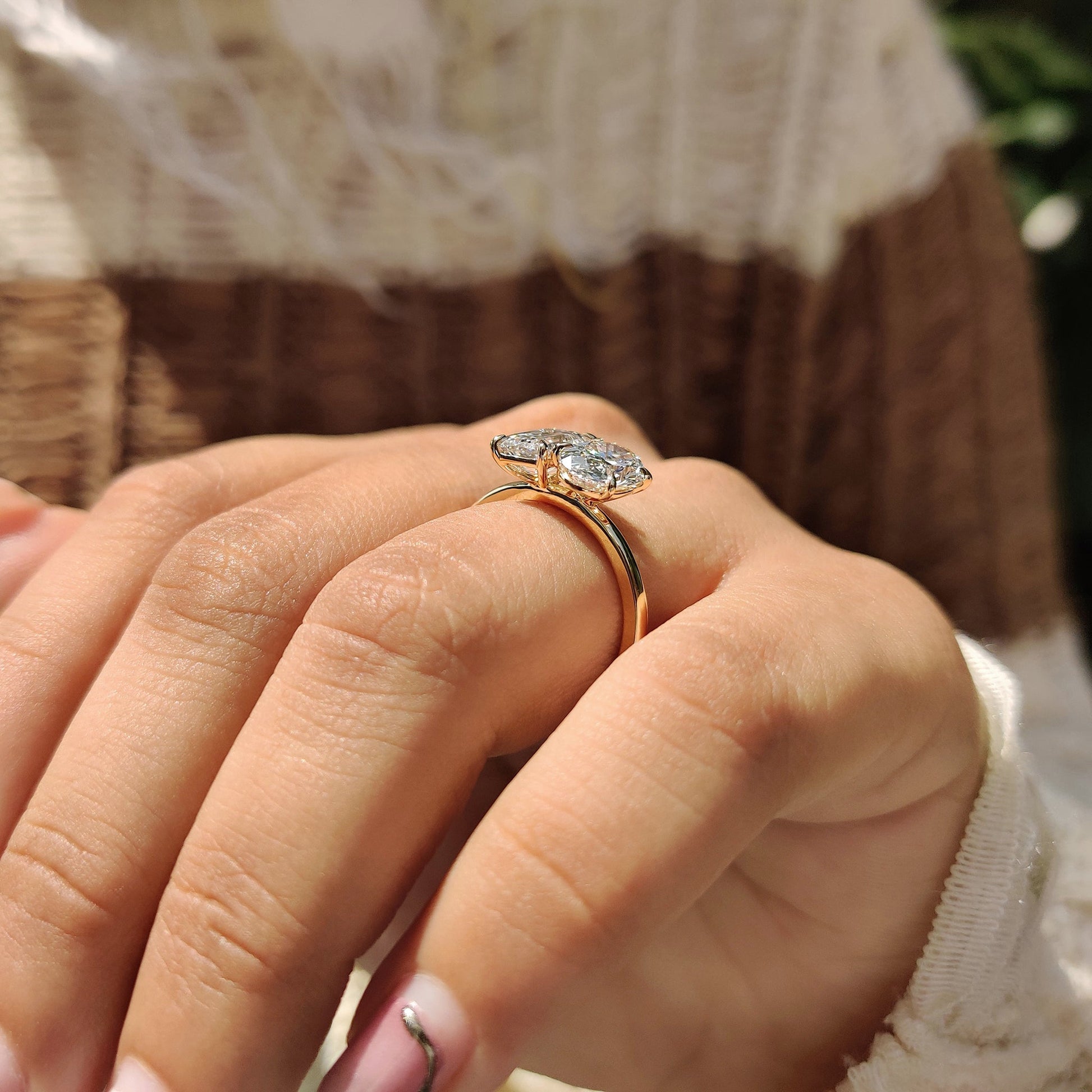 Emerald And Oval Cut Toi Et Moi Diamond Ring