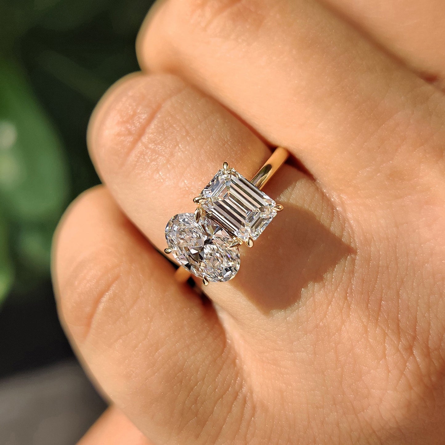 Emerald And Oval Cut Toi Et Moi Diamond Ring