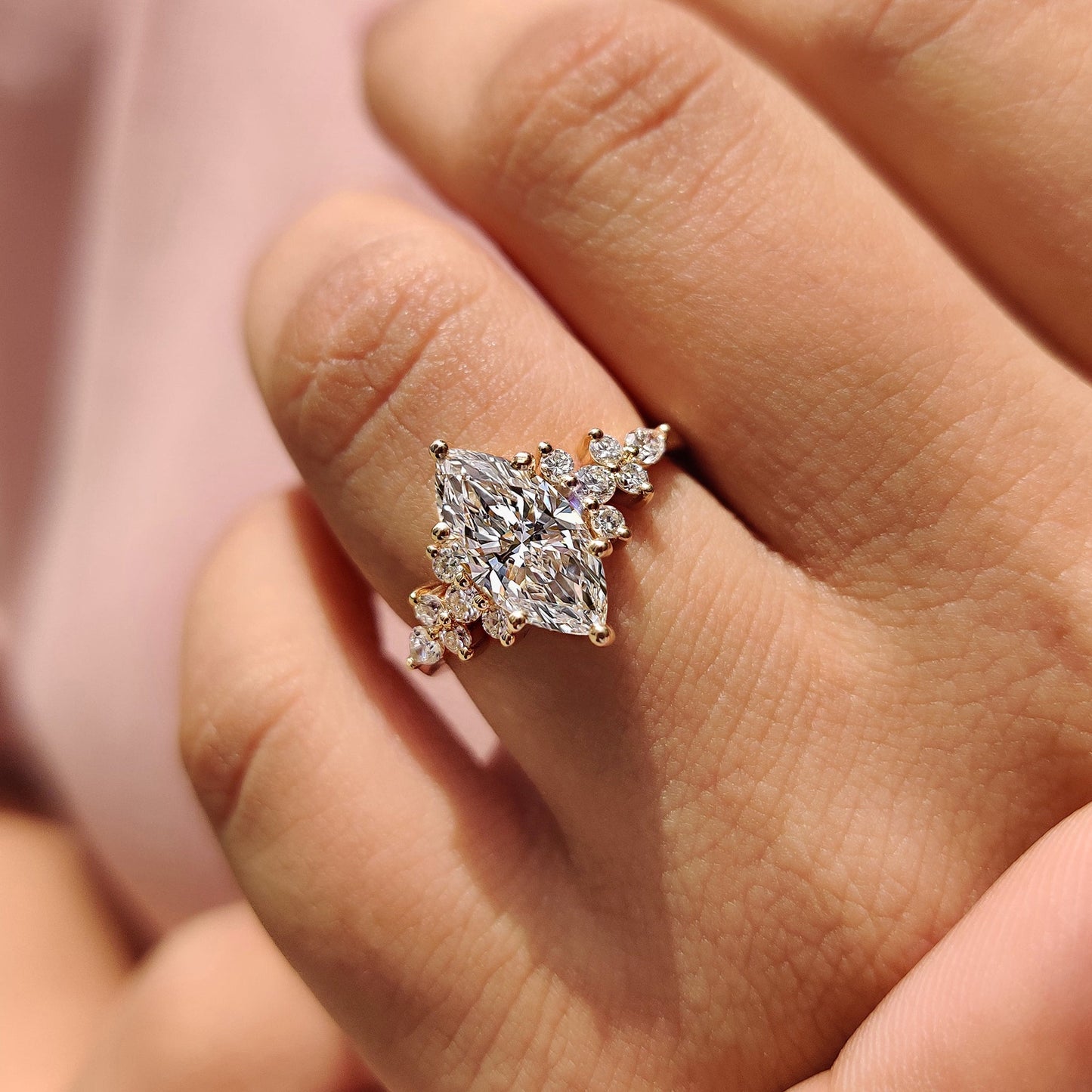 Marquise Cut Engagement Ring With Basket Setting