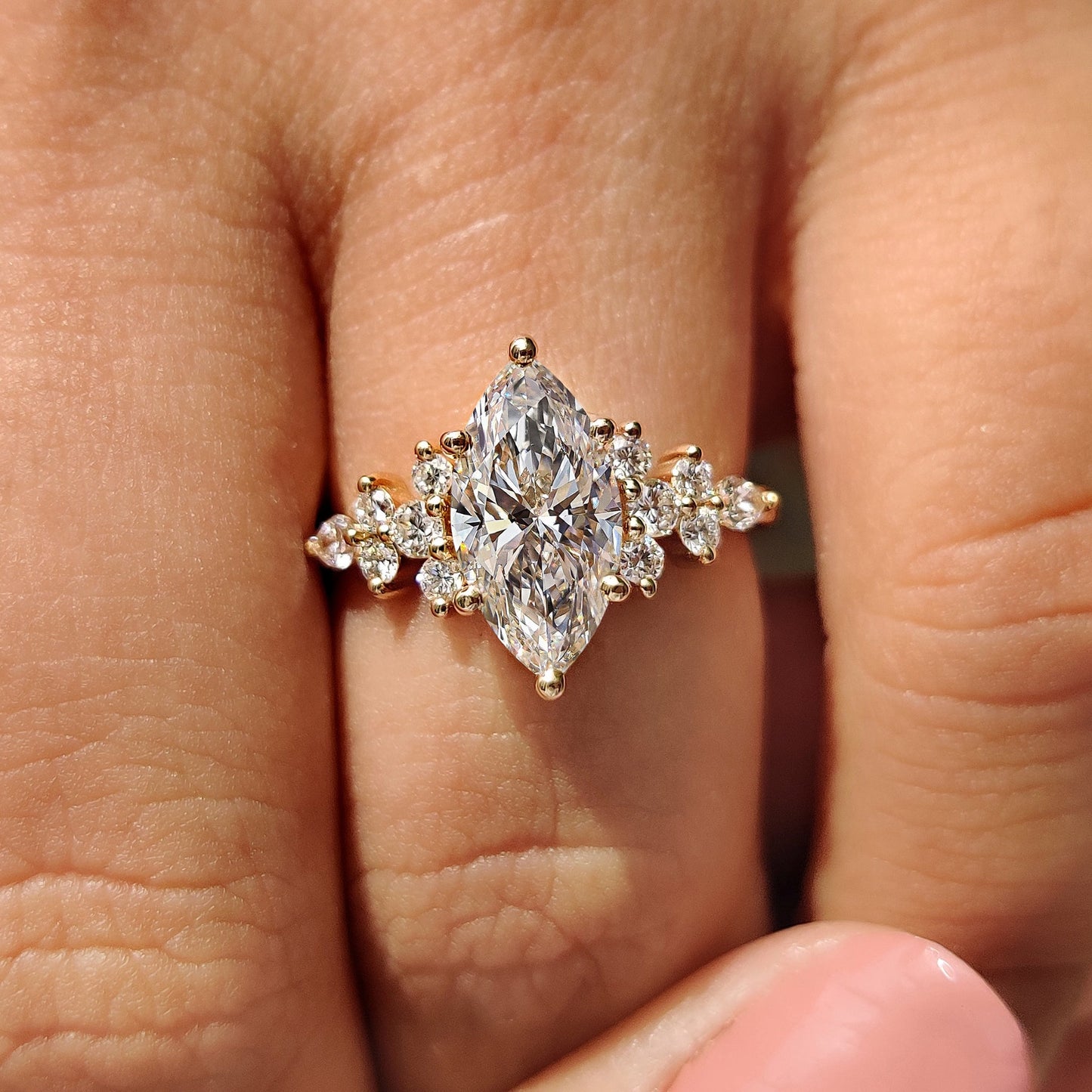 Marquise Cut Engagement Ring With Basket Setting