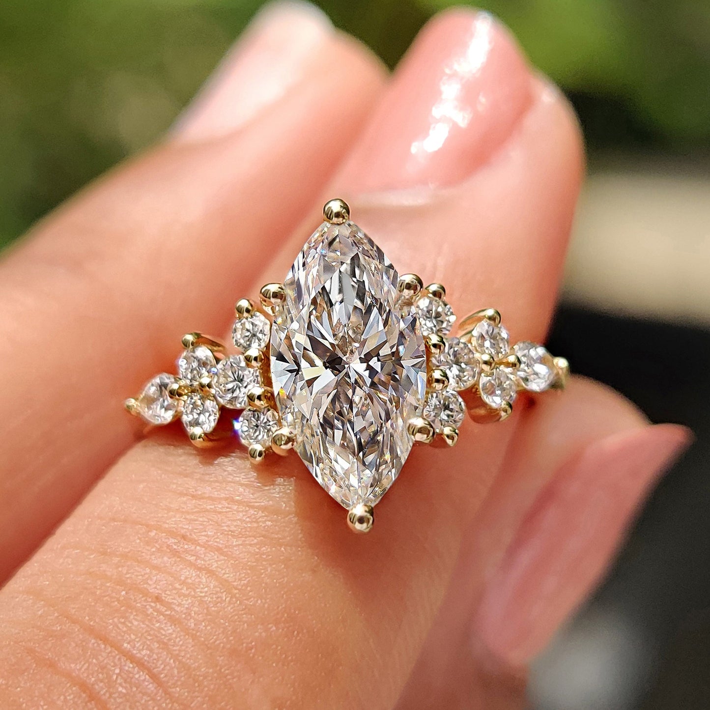 Marquise Cut Engagement Ring With Basket Setting