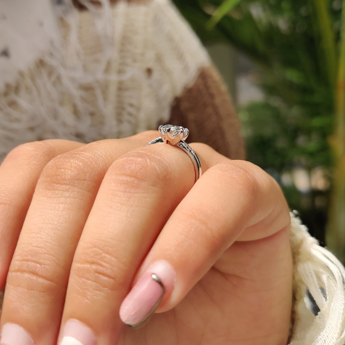Oval Cut Diamond Engagement Ring With Pave Setting