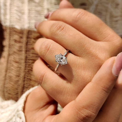 Oval Cut Diamond Engagement Ring With Pave Setting