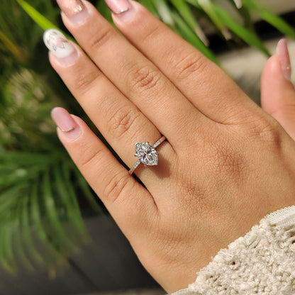 Oval Cut Diamond Engagement Ring With Pave Setting