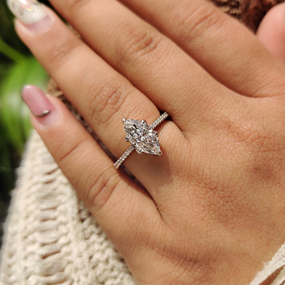 Marquise Diamond Engagement Ring With Cathedral Setting