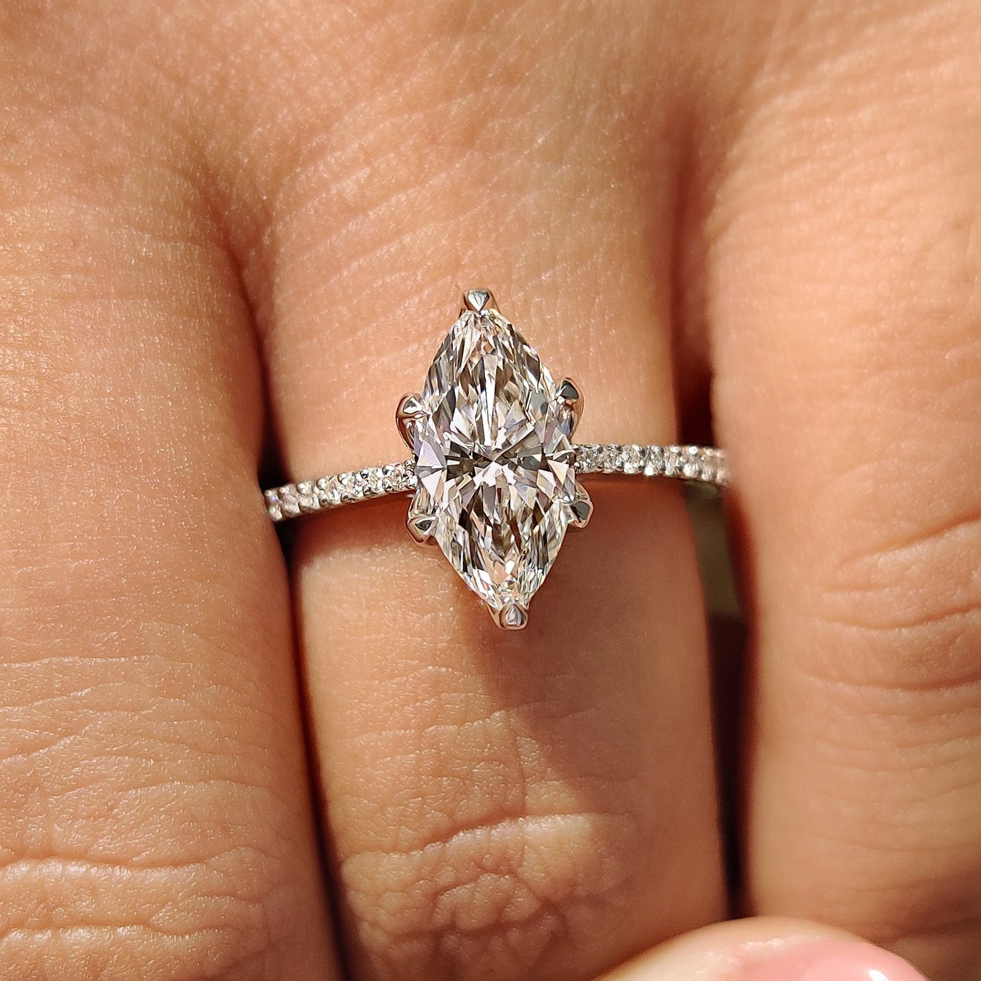 Marquise Diamond Engagement Ring With Cathedral Setting