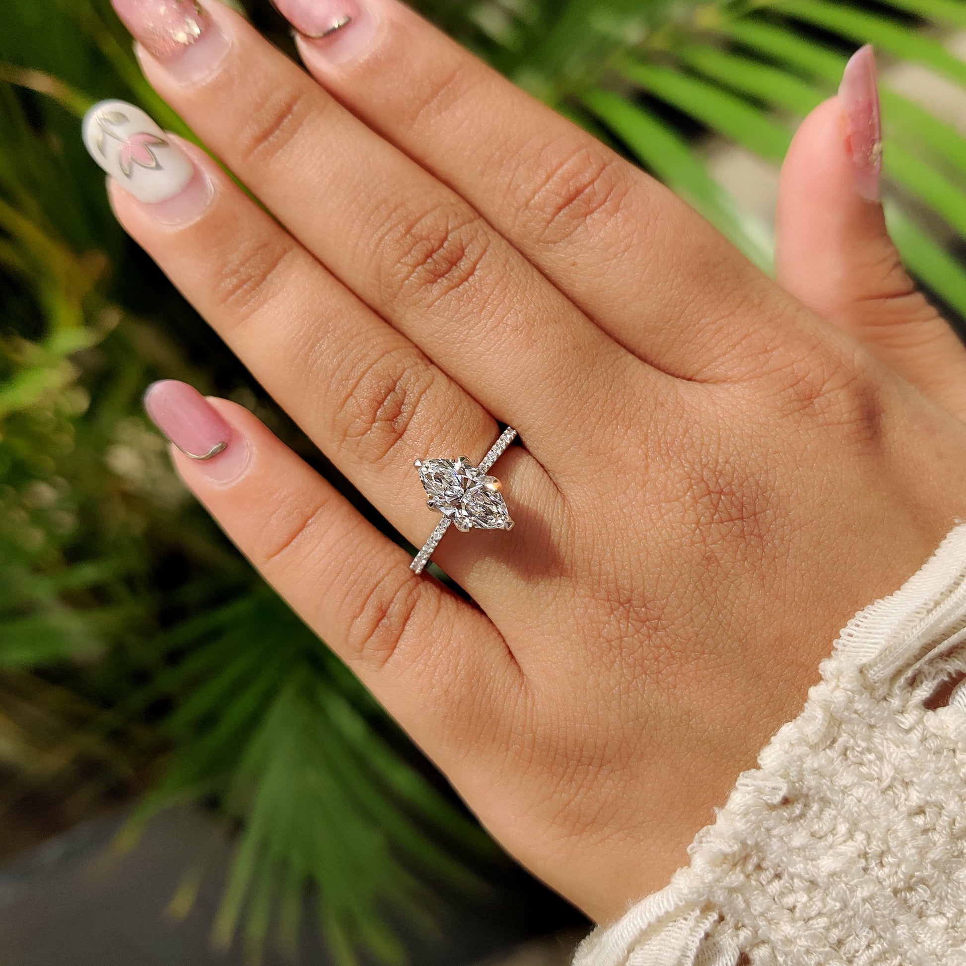 Marquise Diamond Engagement Ring With Cathedral Setting