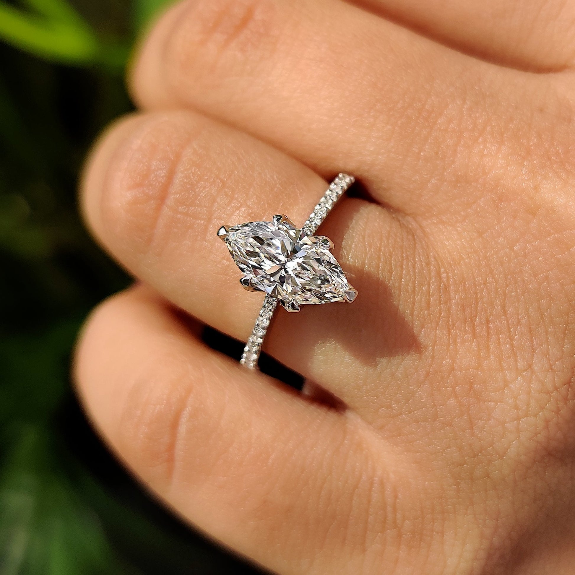 Marquise Diamond Engagement Ring With Cathedral Setting
